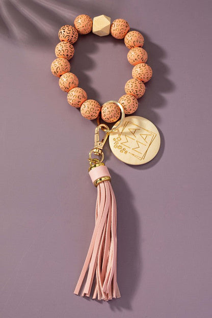 Etched animal wood bead wristlet mama key chain Shop Style & More | Fresh Looks, Everyday Deals & Free Shipping