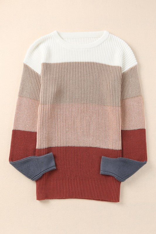 Colorblock Stripe Round Neck Pullover Sweater Shop Style & More | Fresh Looks, Everyday Deals & Free Shipping