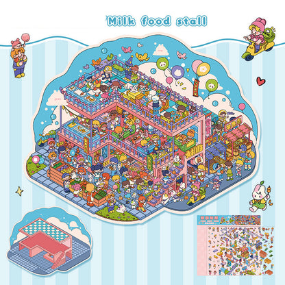 Landscape stickers large 3D stereoscopic scene collage miniature scene ledger stickers DIY stickers
