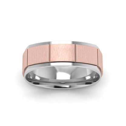 2 Tone Gold Texture Square Band Ring Fascinating Diamonds