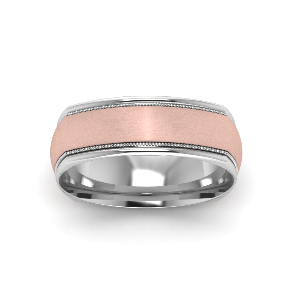 Two Tone Milgrain Square Mens Band Ring Fascinating Diamonds