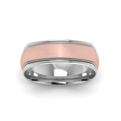 Two Tone Milgrain Square Mens Band Ring Fascinating Diamonds
