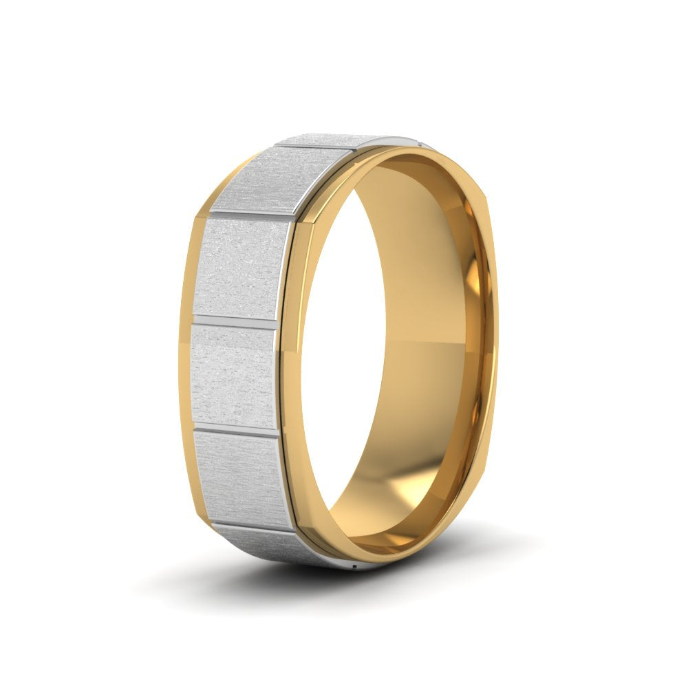 2 Tone Gold Texture Square Band Ring Fascinating Diamonds