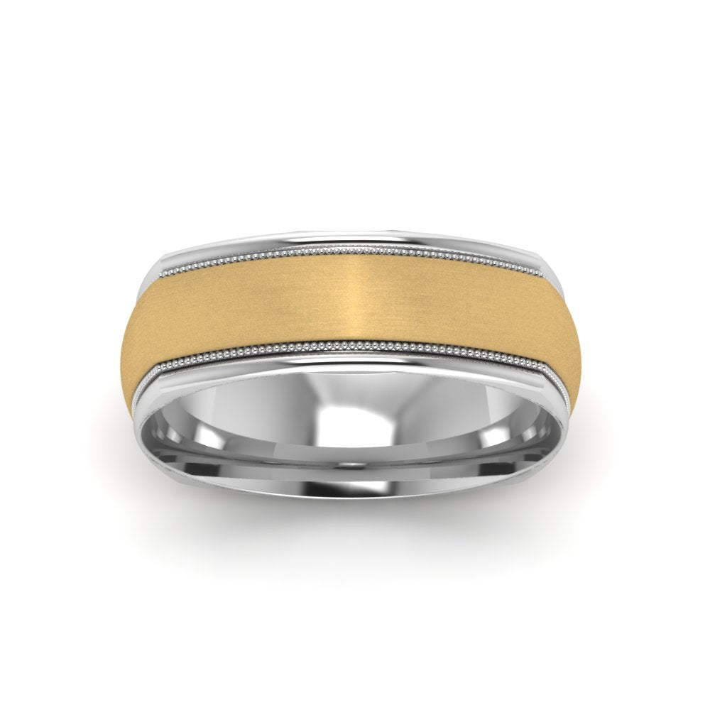 Two Tone Milgrain Square Mens Band Ring Fascinating Diamonds