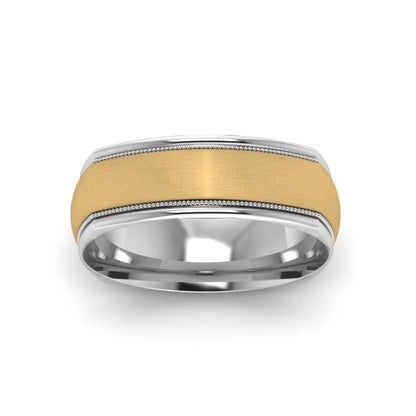 Two Tone Milgrain Square Mens Band Ring Fascinating Diamonds
