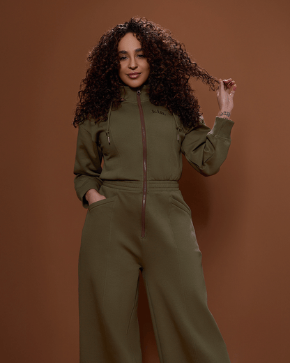 Green Satin Lined Jumpsuit KINApparel