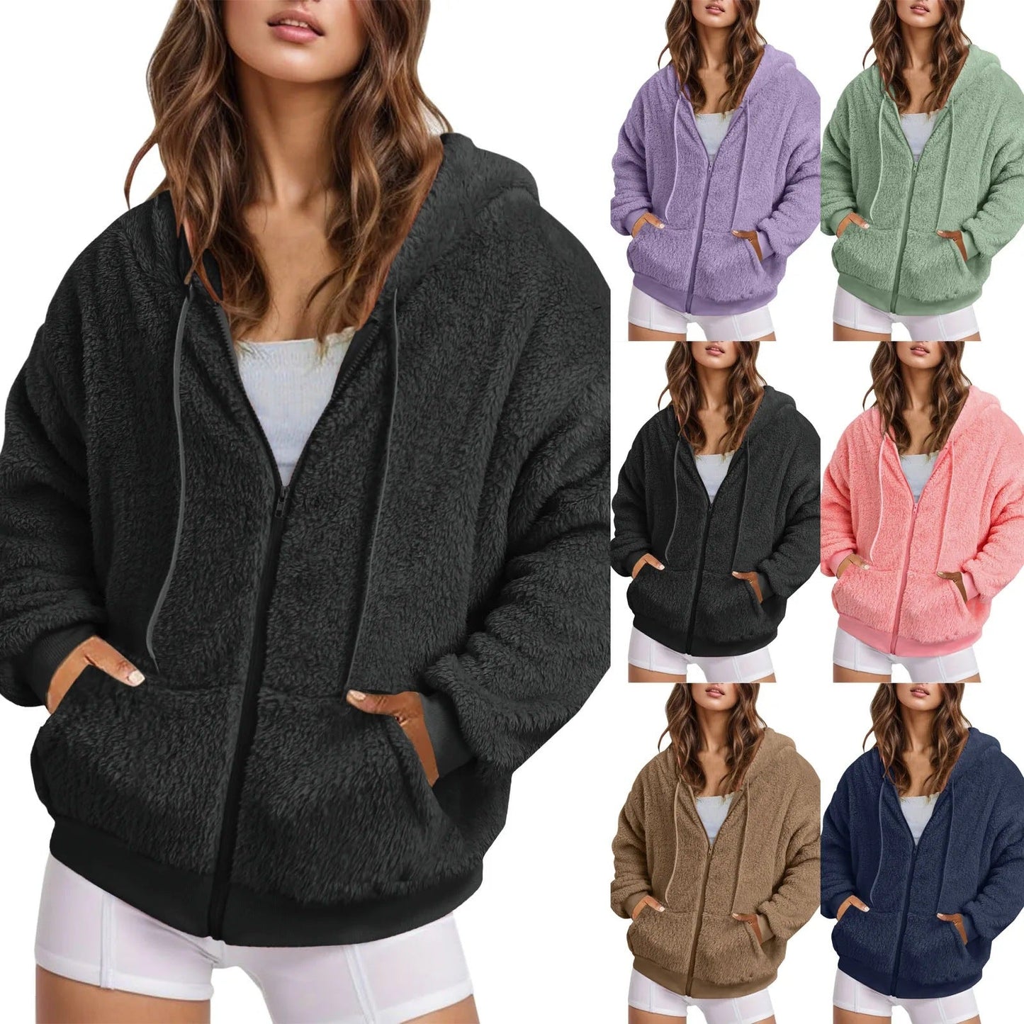 Long Zip-Up Hoodie – Soft Cotton Velvet, Oversized Fit FitiqueFit
