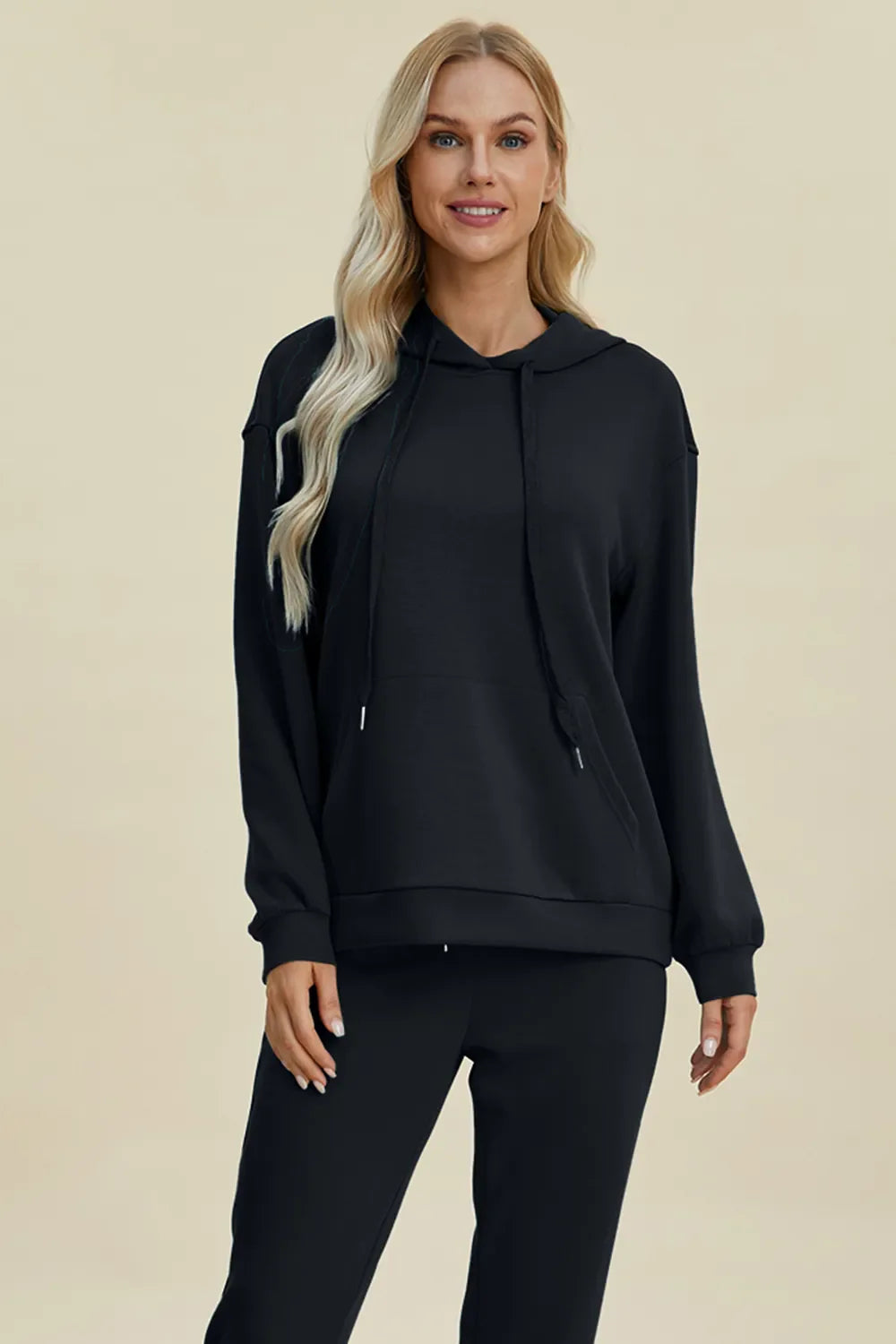 Basic Bae Full Size Air Scuba Drawstring Long Sleeve Hoodie with Kangaroo Pocket West2East Surf
