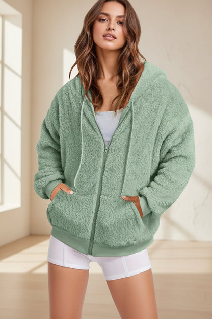 Long Zip-Up Hoodie – Soft Cotton Velvet, Oversized Fit FitiqueFit