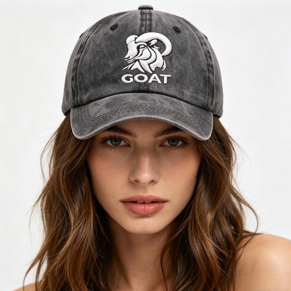 GOAT Ram Embroidered Vintage Washed Baseball Cap – Adjustable Unstructured Low Profile Hat FitiqueFit