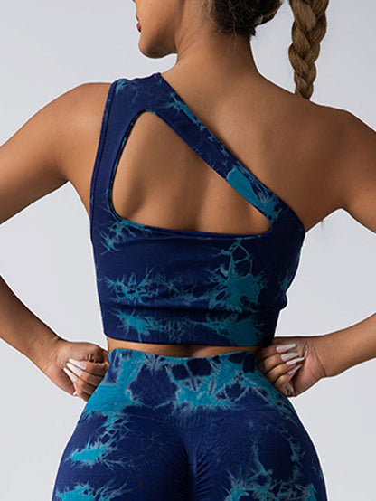 Seamless One-Shoulder Bra & Scrunch Leggings Set - High Waisted Yoga Pants FitiqueFit