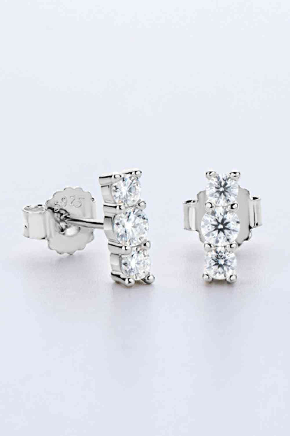 Heartbeat Rhythm Moissanite Stud Earrings – Modern Minimalist Design in 925 Sterling Silver See size chart under “more details” The Fashion Celestial