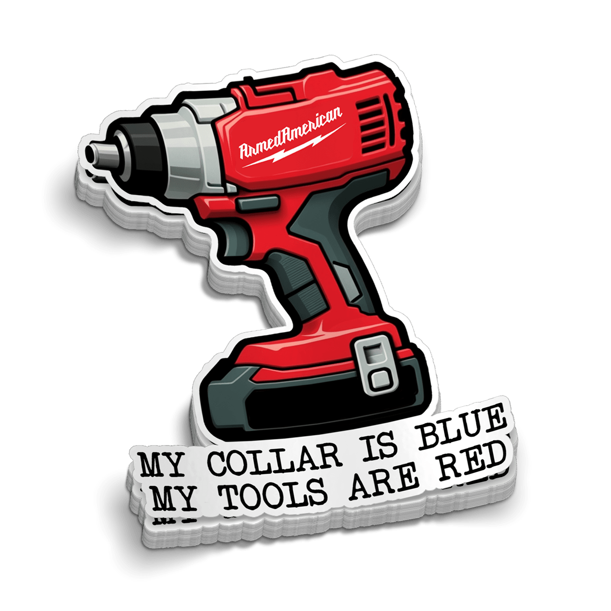 Red Tools Hard Hat Decal Armed American Supply