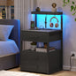 VIAGDO Led Nightstand with Charging Station 3 Drawers Night Stands with Led Lights Black Bedside Tables with Storage Shelves Modern End Side Tables for Bedroom Office New Era Fashion LLc