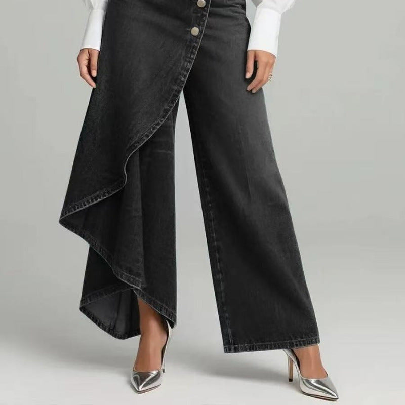 Women's Washed Denim Skort with Button Closure FitiqueFit