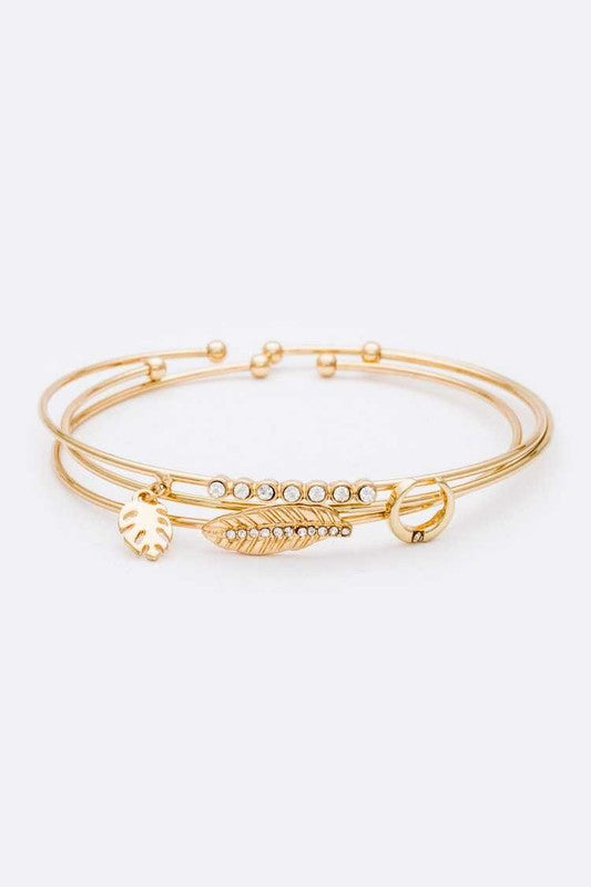 Leaf Horn Triple Wired Convertible Bangle Set Shop Style & More | Fresh Looks, Everyday Deals & Free Shipping