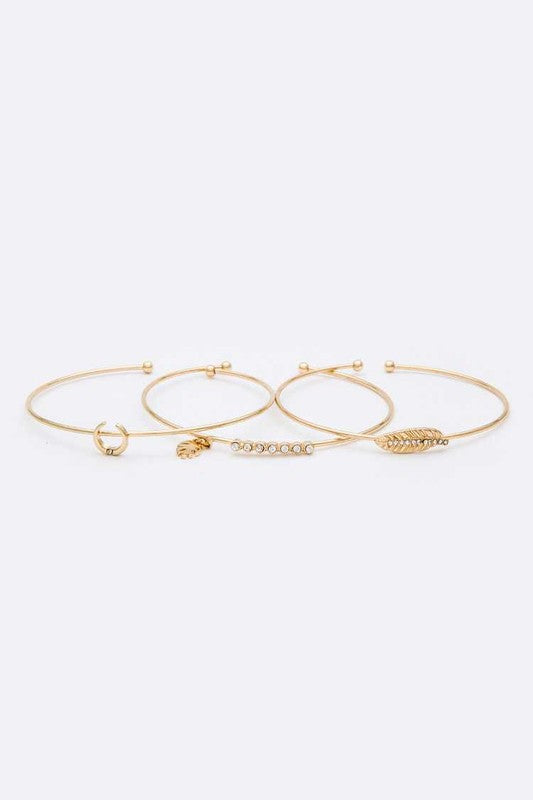 Leaf Horn Triple Wired Convertible Bangle Set Shop Style & More | Fresh Looks, Everyday Deals & Free Shipping
