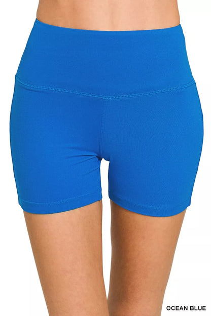 Brushed Microfiber Wide Waistband Biker Shorts New Era Fashion LLc