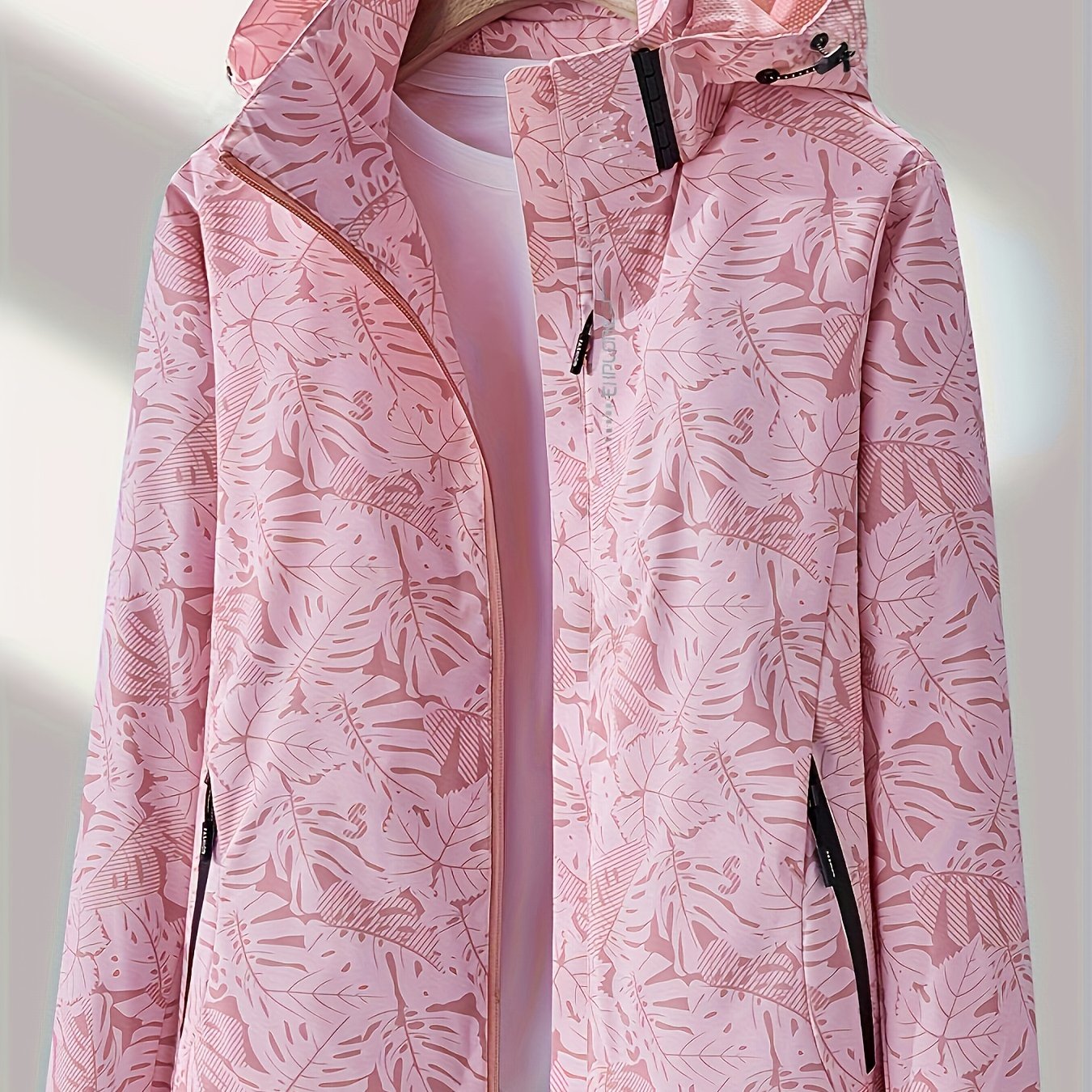 Women'S Outdoor Windbreaker Jacket | Casual Stand Collar, Non-Stretch Fabric, Random Print, Long Sleeve, Zipper Closure, Detachable Hood NovaCart