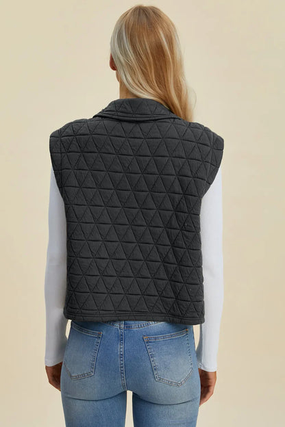 Double Take Full Size Pocketed Texture Snap Down Vest Coat New Era Fashion LLc