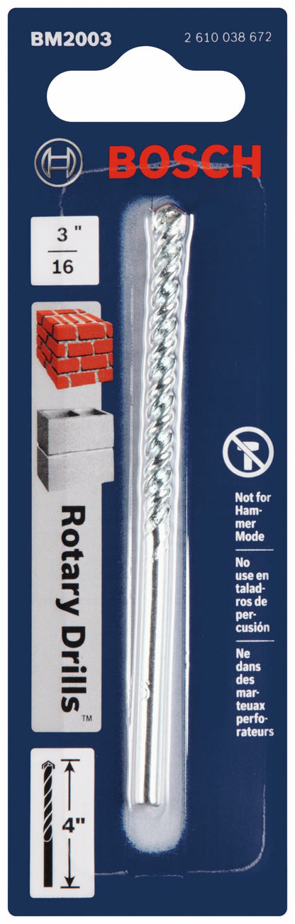 BOSCH BM2003 3/16 In. X 2 In. X 4 In. Fast Spiral Rotary Masonry Drill Bit VM Hardware