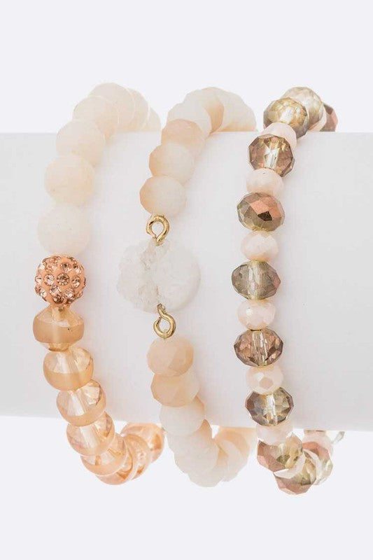 Druzy Stone Beads Stretch Layered Bracelet Set Shop Style & More | Fresh Looks, Everyday Deals & Free Shipping