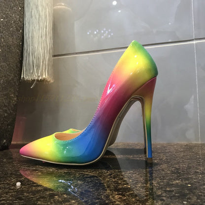 Rainbow super high heels See size chart under “more details” The Fashion Celestial