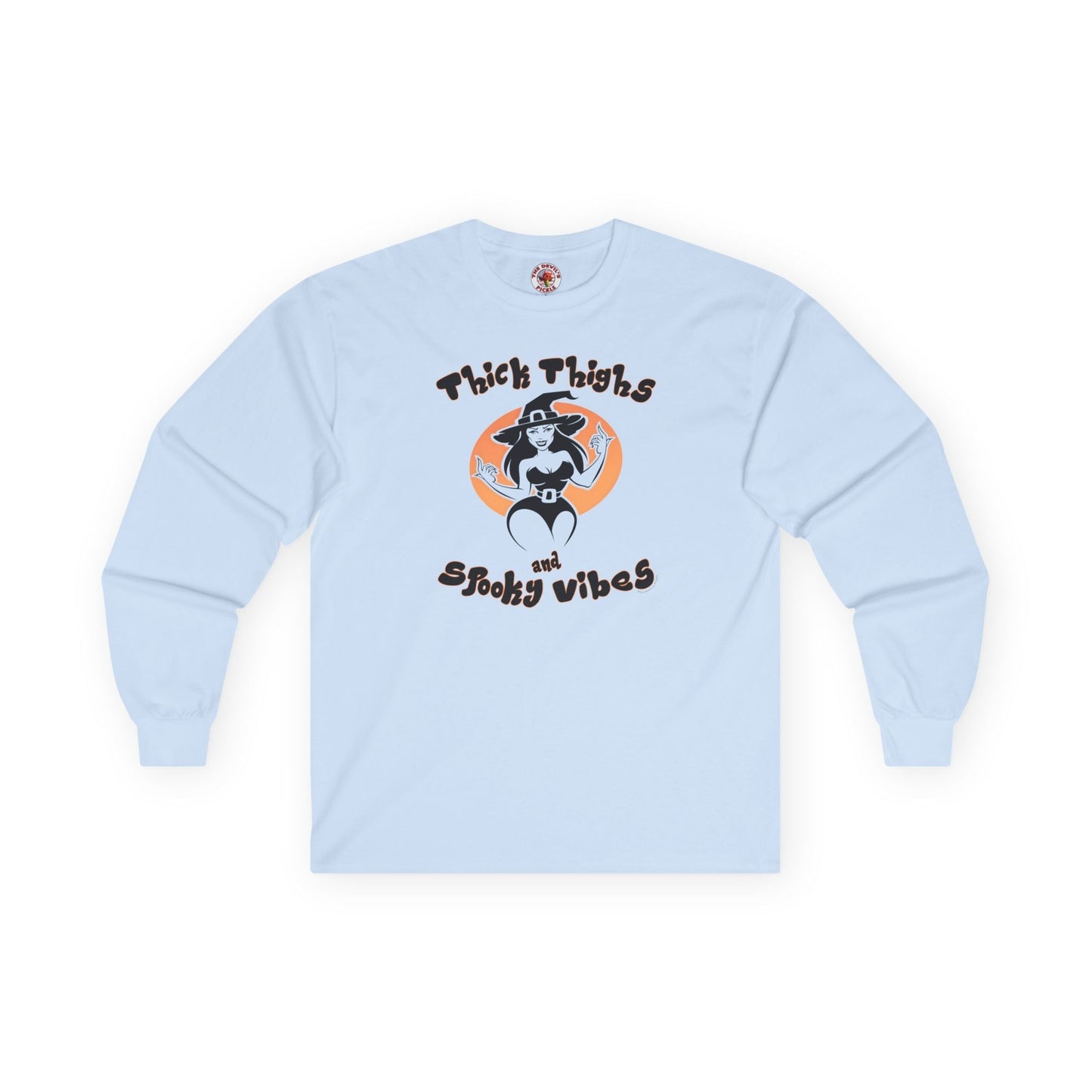 Thick Thighs and Spooky Vibes Long Sleeve Tee The Devil's Pickle