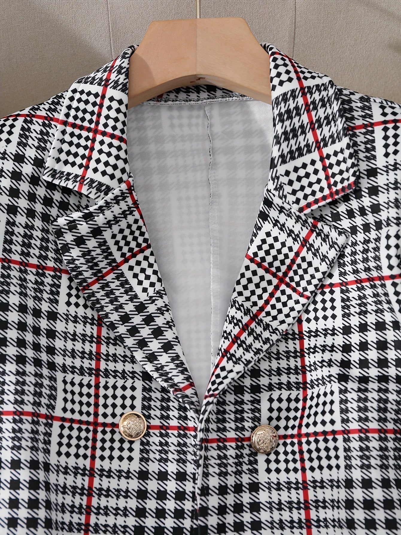 Plus Size Plaid Skirt Suit for Women – Two-Piece Blazer and High Waist Skirt Set FitiqueFit