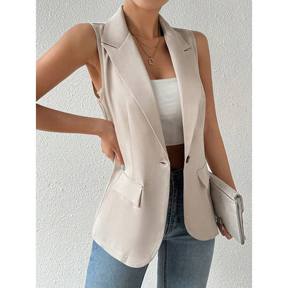 Women's Sleeveless Open-Front Vest Blazer – Work & Office Jacket FitiqueFit