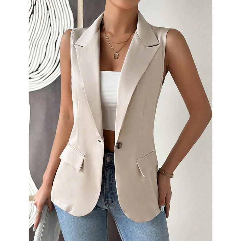 Women's Sleeveless Open-Front Vest Blazer – Work & Office Jacket FitiqueFit