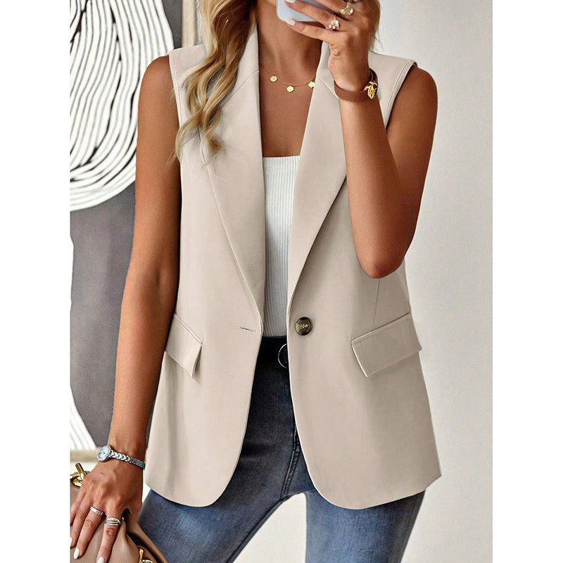 Women's Sleeveless Open-Front Vest Blazer – Work & Office Jacket FitiqueFit