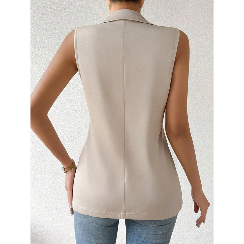 Women's Sleeveless Open-Front Vest Blazer – Work & Office Jacket FitiqueFit