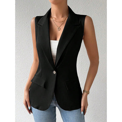 Women's Sleeveless Open-Front Vest Blazer – Work & Office Jacket FitiqueFit