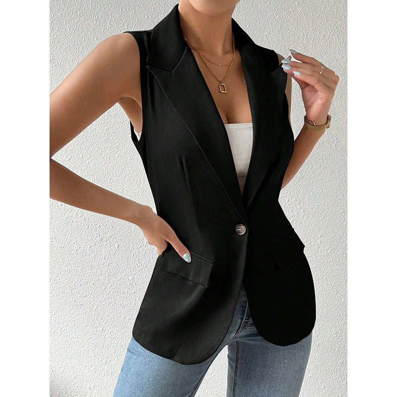 Women's Sleeveless Open-Front Vest Blazer – Work & Office Jacket FitiqueFit