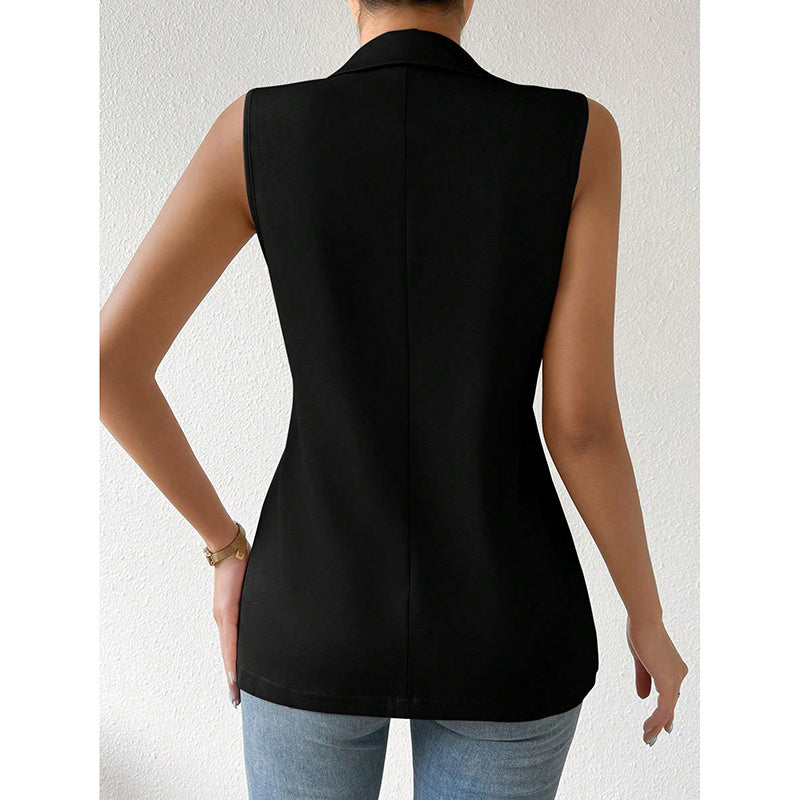 Women's Sleeveless Open-Front Vest Blazer – Work & Office Jacket FitiqueFit