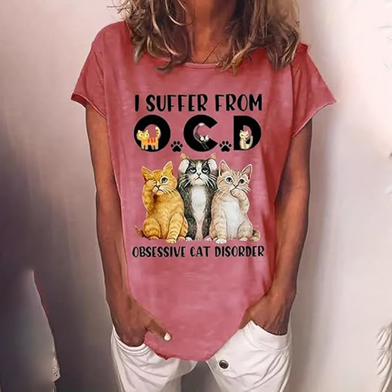 Cute Cat Graphic T-Shirt FitiqueFit