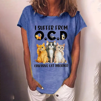 Cute Cat Graphic T-Shirt FitiqueFit