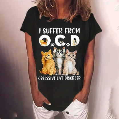 Cute Cat Graphic T-Shirt FitiqueFit