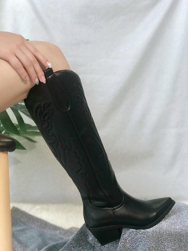 Western Chic Cowboy Boots | Stylish Chunky Heel Knee High Boots for Cowgirls Country in My Heart