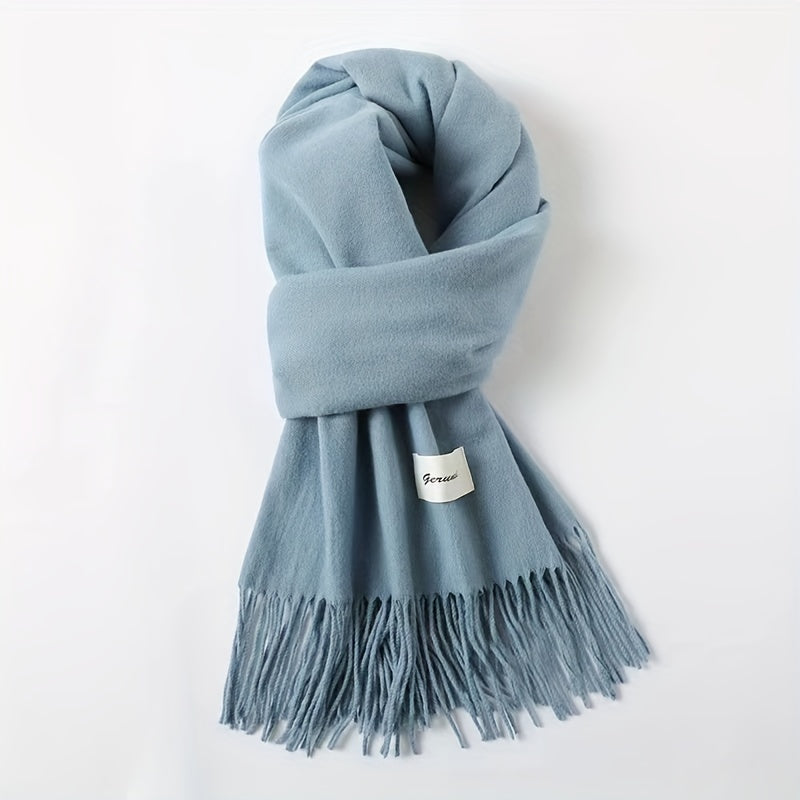 Solid Color Tassel Scarf, Hand Wash Only, Elegant Fringe Shawl for Women, Fashion Accessory NovaCart