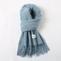 Solid Color Tassel Scarf, Hand Wash Only, Elegant Fringe Shawl for Women, Fashion Accessory NovaCart