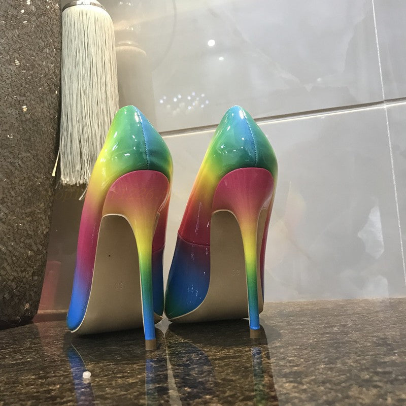 Rainbow super high heels See size chart under “more details” The Fashion Celestial