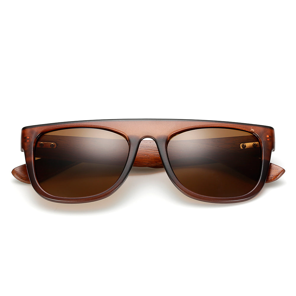 Bamboo Wooden Arms Sunglasses Men Women Black Sunglass FitiqueFit
