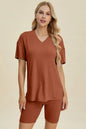 Basic Bae Full Size Ribbed V-Neck Short Sleeve Top and Shorts Set New Era Fashion LLc