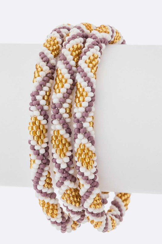 Lavender Gold Nepal Roll Up Bracelet Set Shop Style & More | Fresh Looks, Everyday Deals & Free Shipping