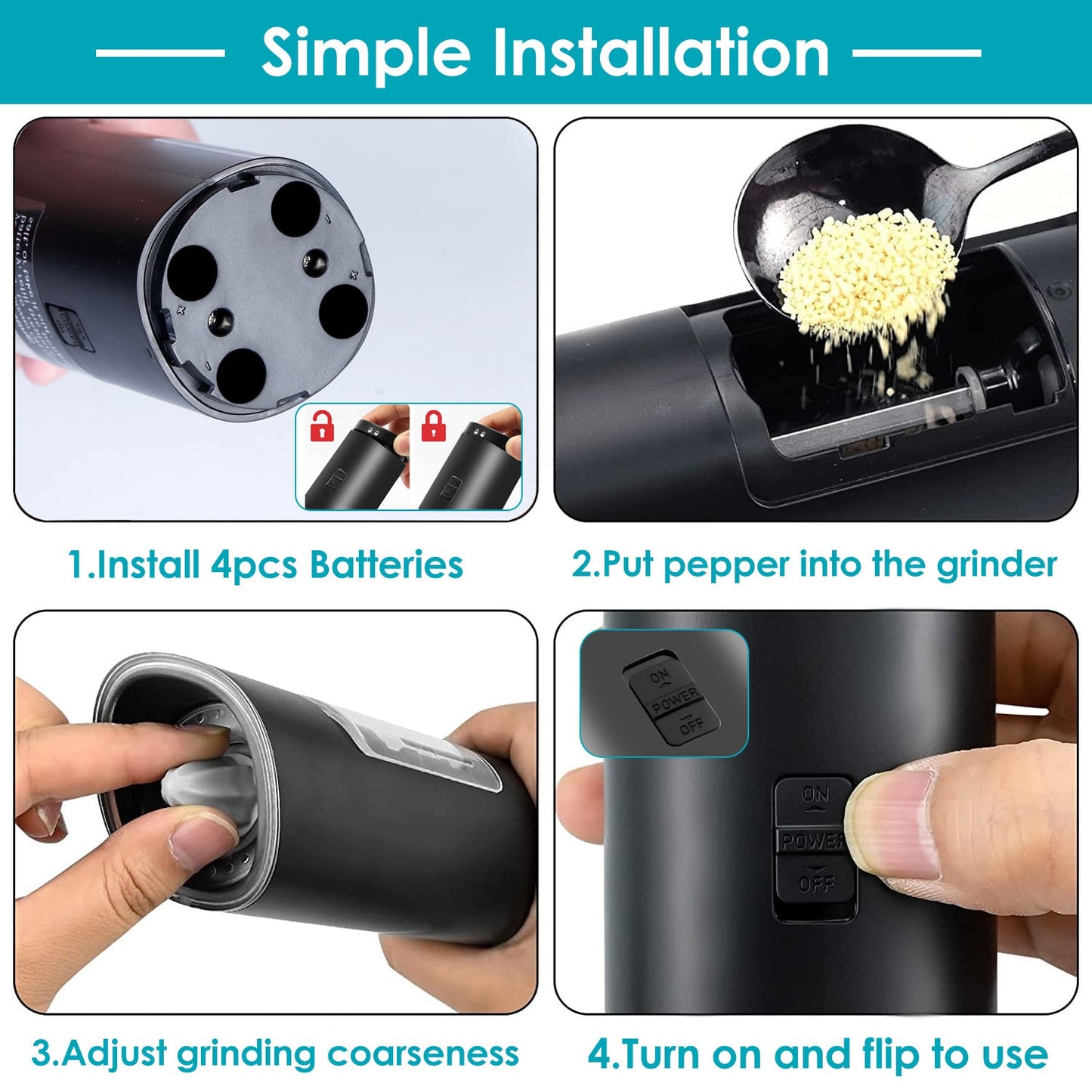 Electric Salt & Pepper Grinder – Gravity Sensor with LED SmartPursue™