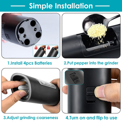 Electric Salt & Pepper Grinder – Gravity Sensor with LED SmartPursue™