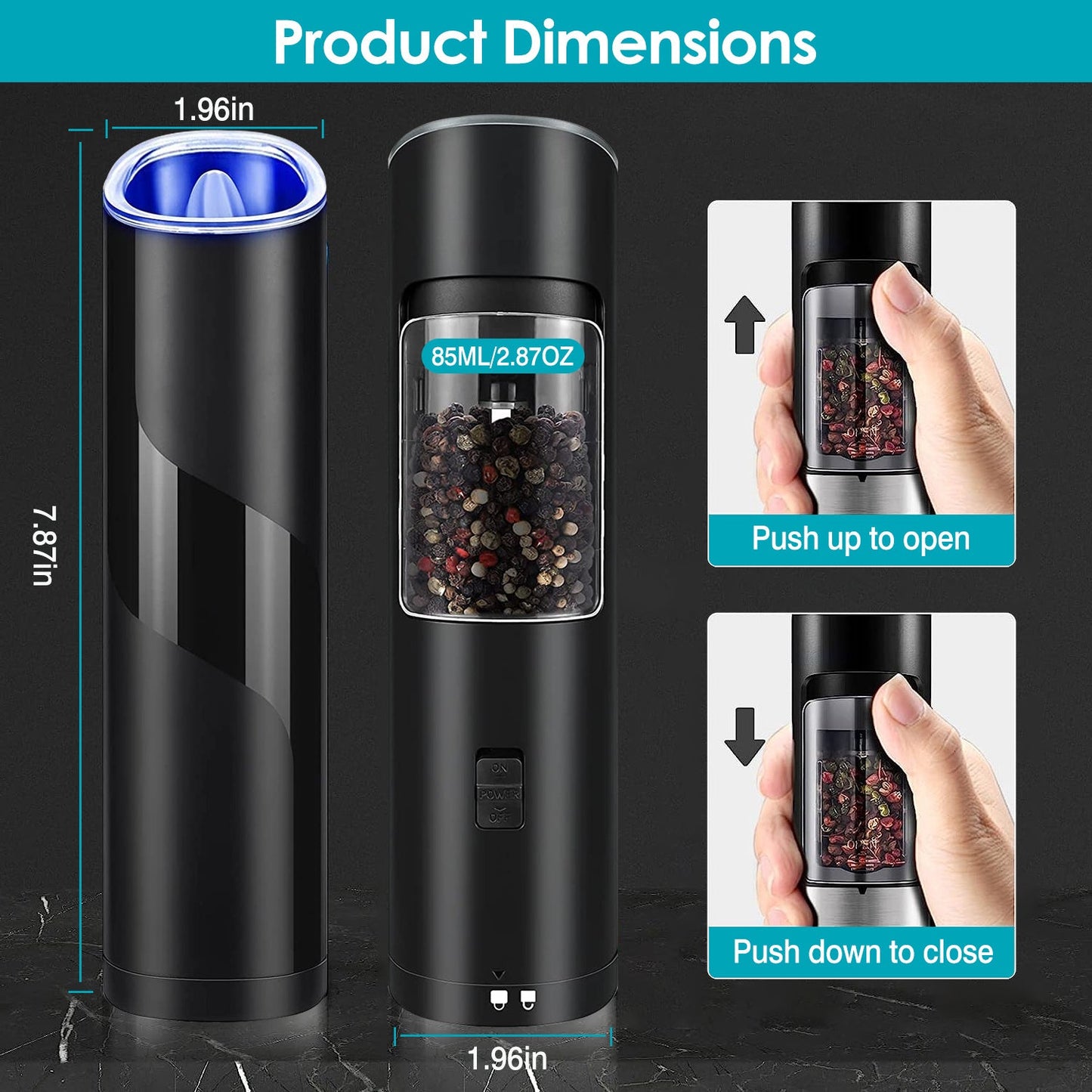 Electric Salt & Pepper Grinder – Gravity Sensor with LED SmartPursue™