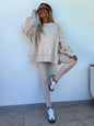 Women’s Casual Sweater Suit – Loose Split Top & Fitted Trousers Set FitiqueFit